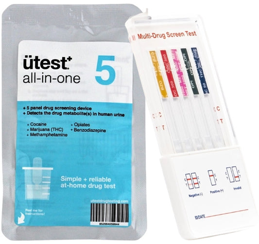 U-Test 5 Panel Drug Test Kit - THC-COC-Meth-OPI-BZO